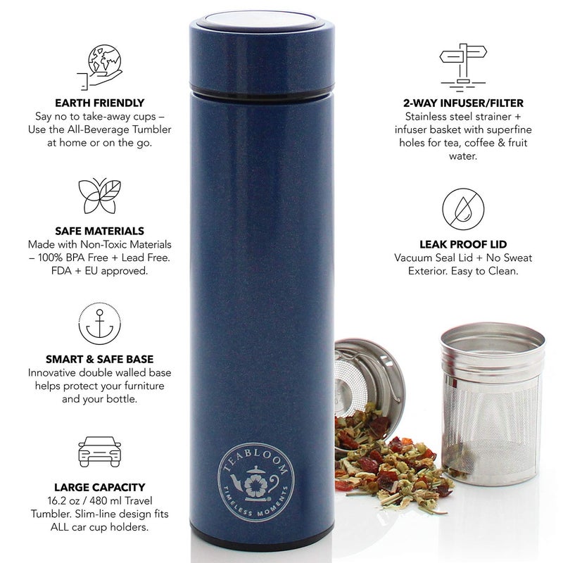 Teabloom - The ORIGINAL All-Brew Travel Tumbler & Thermos | OPRAHâ€™s Favorite | 16oz/480ml Insulated Water Bottle/Tea Flask/Cold Brew Coffee Mug - Image 2